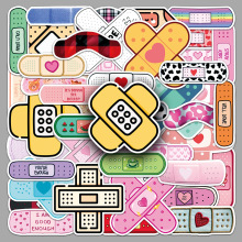 50张创口贴涂鸦贴纸卡通可爱创意防水装饰保温杯笔记本行李箱贴纸