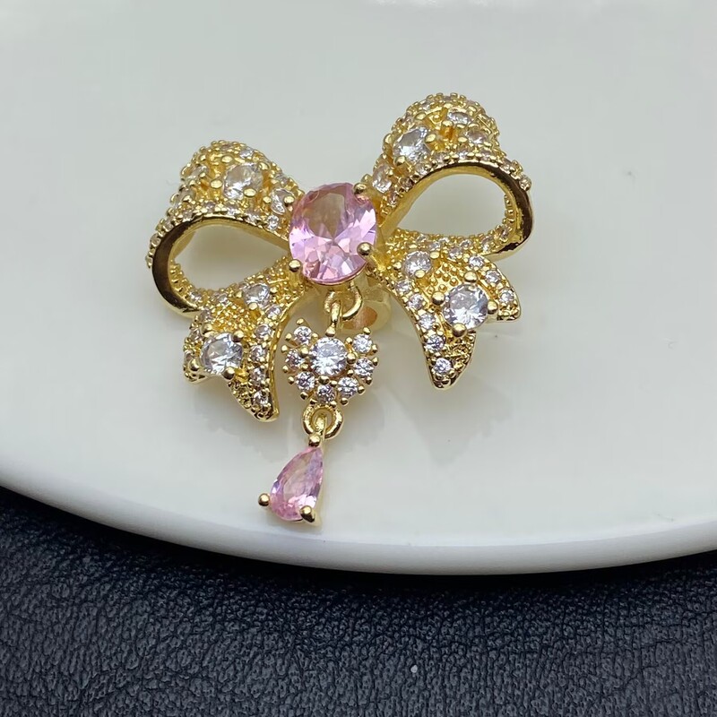 保色满钻蝴蝶结通孔吊坠手工水晶文玩手串手链DIY饰品配件串珠|undefined