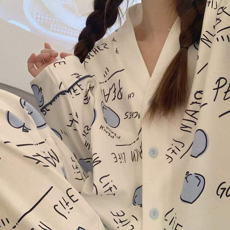 Pijamas tipo cárdigan de manga larga para mujer, estilo de celebridad de internet, sensación de alta gama, conjunto de dos piezas de ropa de estar en casa de talla grande, nueva colección primavera-otoño 2025. image 32