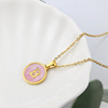 Brand fuchsia golden necklace stainless steel with letters, pendant, suitable for import, simple and elegant design, English