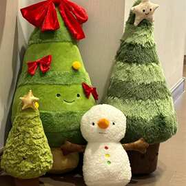 欢乐圣诞节公仔姜饼人抱枕围巾雪人玩偶圣诞树花环毛绒装饰品挂件
