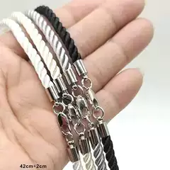3-strand silk rope titanium steel Japanese buckle handmade rope pendant hanging rope crystal with chain buckle rope chain necklace geometric weaving