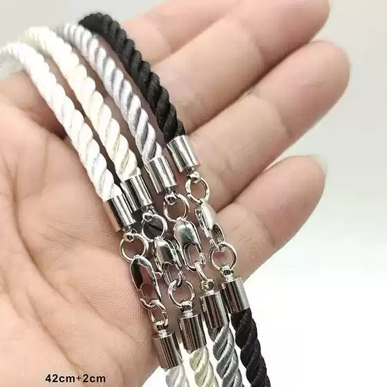 3-strand silk rope titanium steel Japanese buckle handmade rope pendant hanging rope crystal with chain buckle rope chain necklace geometric weaving