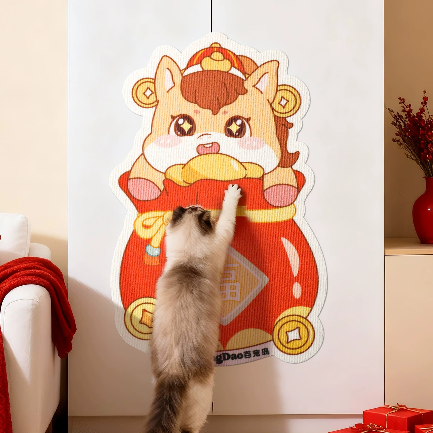 Новогодний год лошади благословение мешок, новая оригинальная форма кошачья доска для лазания, новогодние украшения, кошачья когтеточка, вертикальные наклейки на стену, кошачий забавный артефакт, износостойкие игрушки