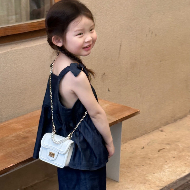 Estilo occidental princesa perla bolso cadena de moda mini bolso de hombro para niños y niñas 2025 nuevo bolso para niños de comercio exterior
