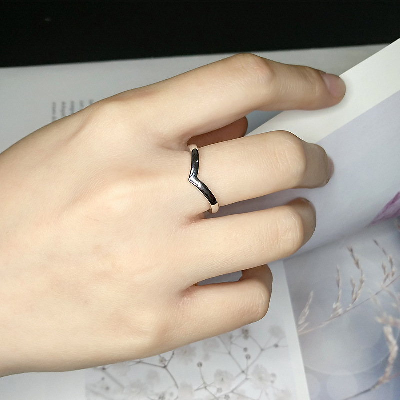 Simple Style V Shape Copper Plating Open Ring 1 Piece