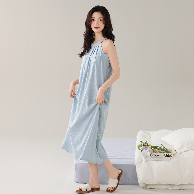 2025年新款夏季睡裙女带胸垫云朵棉连衣长裙夏款甜美睡衣裙子宽松|undefined