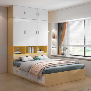 Nordic Simple Tatami Wardrobe Integrated Storage Bed Bedroom Multi-Functional Storage Space-Saving Small Apartment Children's Bed