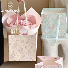 芯苼 小羊乐园手提袋礼物包装袋鲜花束插花袋花店花艺手工diy材料