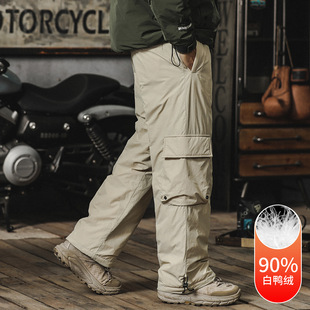 Workwear Down Pants Men's Winter Outer Wear Thickened Charge Ski Casual Pants Windproof Waterproof Pants Warm Cotton Pants