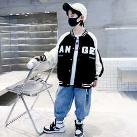 男童拼色棒球服2025新款儿童春秋款洋气时髦中大童学生休闲外套潮
