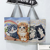 Capacious cartoon one-shoulder bag, shopping bag, Amazon, with embroidery