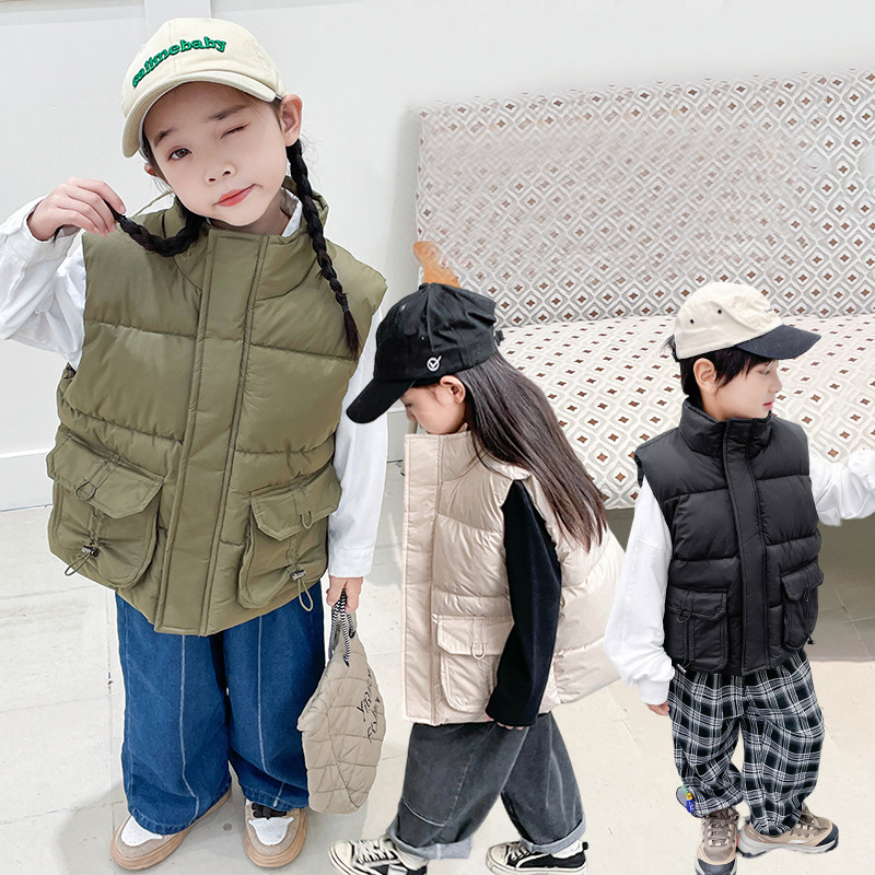 Chaleco Infantil de Invierno 2023 para Niños y Niñas, Chaleco de Trabajo para Niñas, Chaleco de Algodón Cálido y Grueso, Informal y Engrosado para Mayor Calidez.