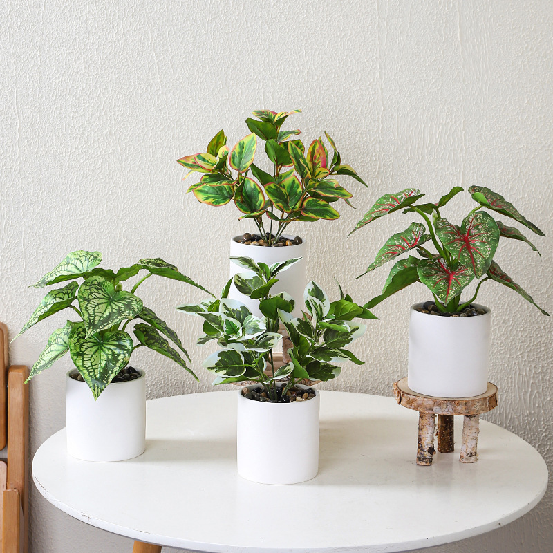 仿真植物绿叶子盆栽树脂绿植摆件盆景北欧家居办公桌面装饰品摆设