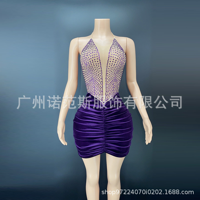 Gorgeous Haute Ball Dress Purple Crystal Sexy High Waist Evening Dress Evening Dress Backless Annual Meeting