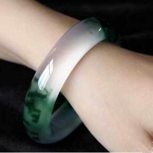 Jewelry Jade Bracelet Women's Jadeite Color Ice Girl Light Green Floating Flower Jade Bracelet Women