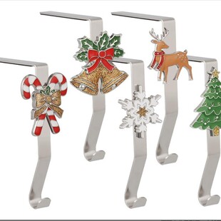 2025 New Christmas Wreath Sock Hook Hanger Christmas Tree Necklace Decoration Snowflake Elk Hook L-Shaped Multi-Function