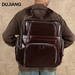 头层牛皮真皮双肩包多口袋大容量休闲旅行包男士背包跨境热销包包