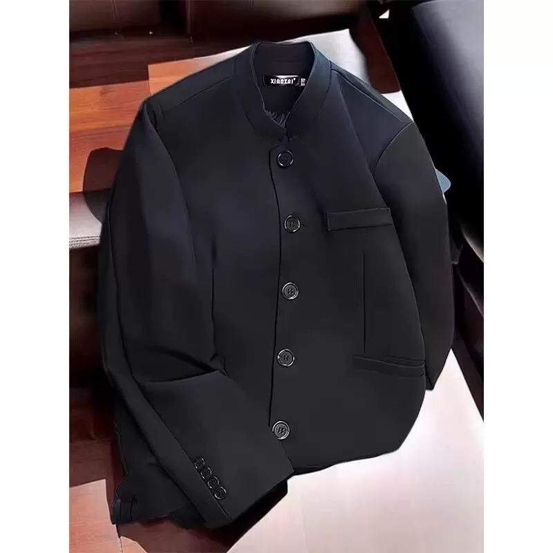 中山装外套男秋冬款潮牌痞帅西装夹克新中式冷淡系高级感休闲西服