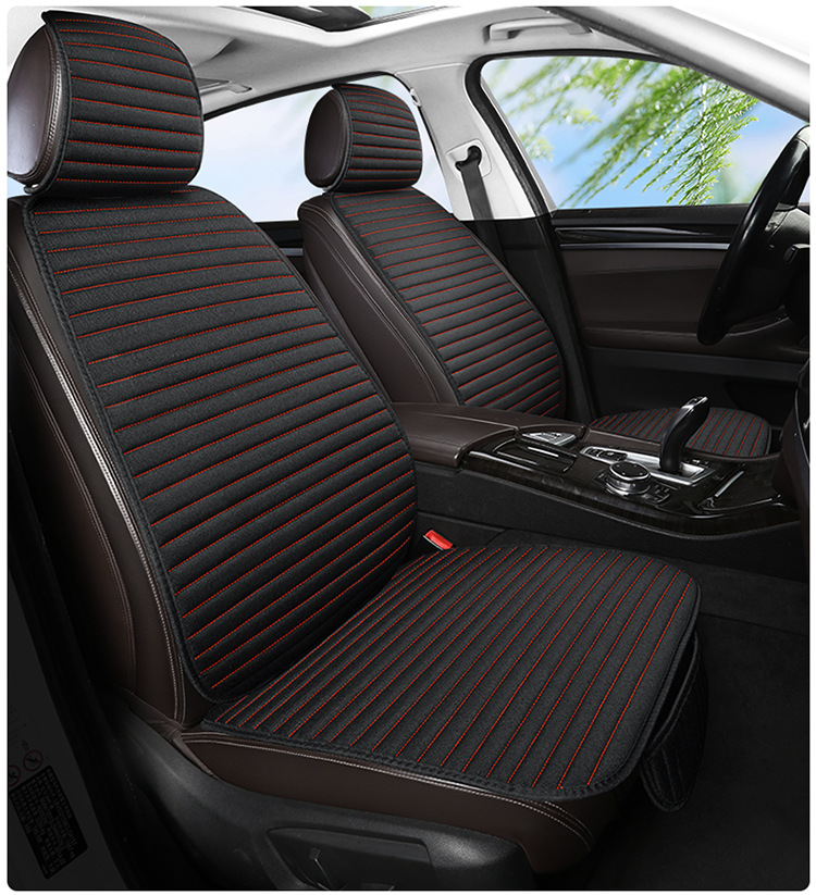 Linen Car Seat Cushion Wholesale Four-Season Universal Breathable Small Waist Three-Piece Set Multi-Piece Set Main and Passenger Single Seat Foreign Trade