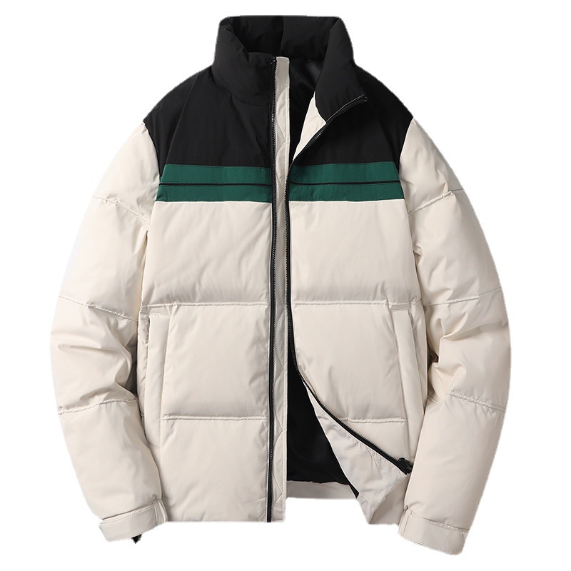 Piumino da uomo patchwork moda a righe giacca addensata autunno e inverno nuova giacca da pane tinta unita abbigliamento sportivo_voghion.com