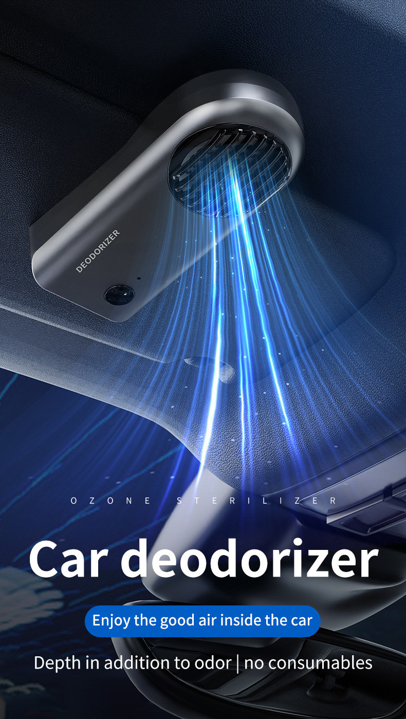 Car purifier deodorizer for the car interior and living room, removes smoke odor, deodorizes and freshens, portable air purifier