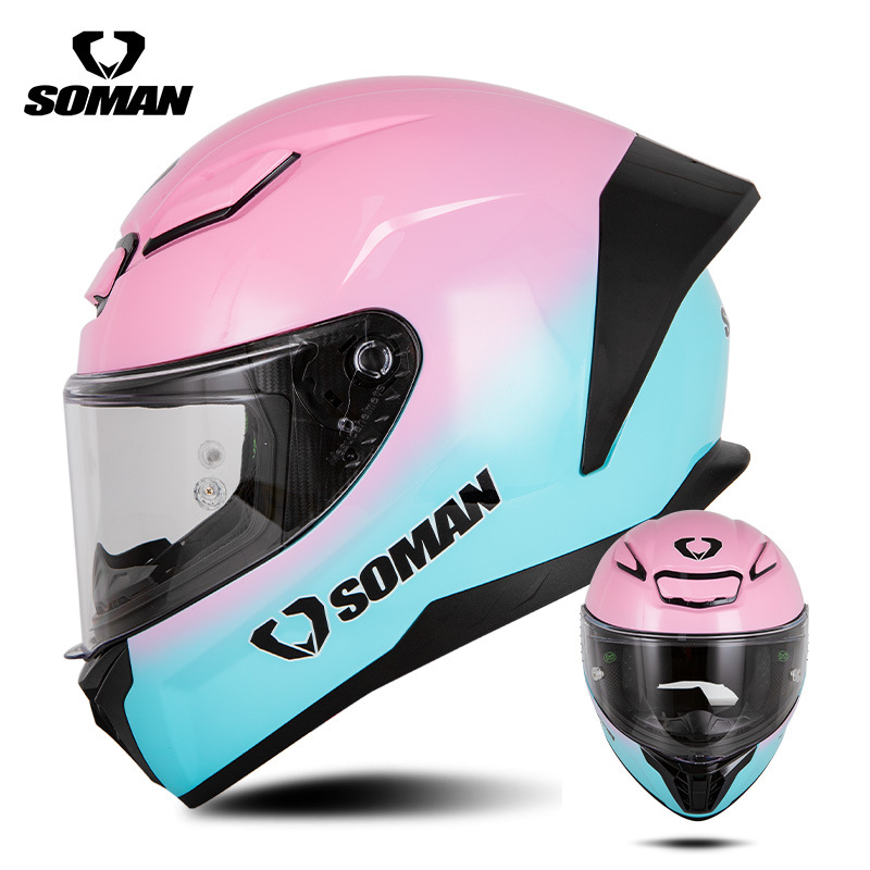 新型SOMANオートバイレースヘルメット男女四季機関車騎乗電気自動車カップルヘルメットSM973