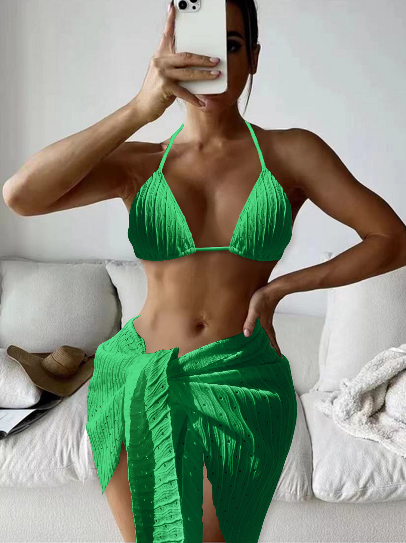 Mingyi nuevo traje de baño de las mujeres de tres piezas de Europa y América sexy bikini encaje sin espalda traje de baño de tela especial