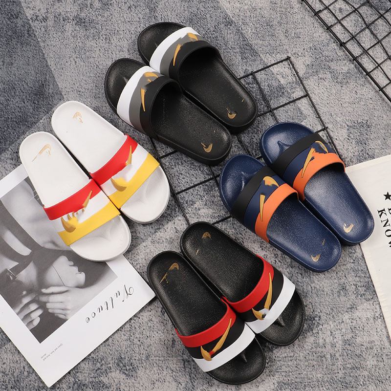 Men's Slippers Nigeria Cambodia Phnom Penh Vietnam Mengjia m Letter Print Striped Slip-On Slippers