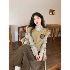 今年流行的套装法式文艺针织毛衣马甲长袖打底衫半身长裙女三件套