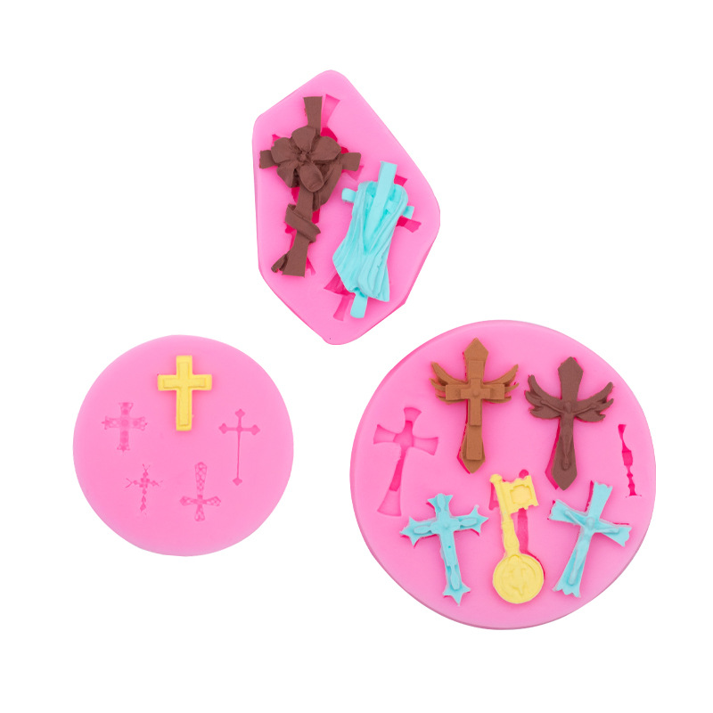 En stock tamaño de lote forma cruzada silicona molde creativo hornear fondant cake chocolate arcilla molde de cerámica suave