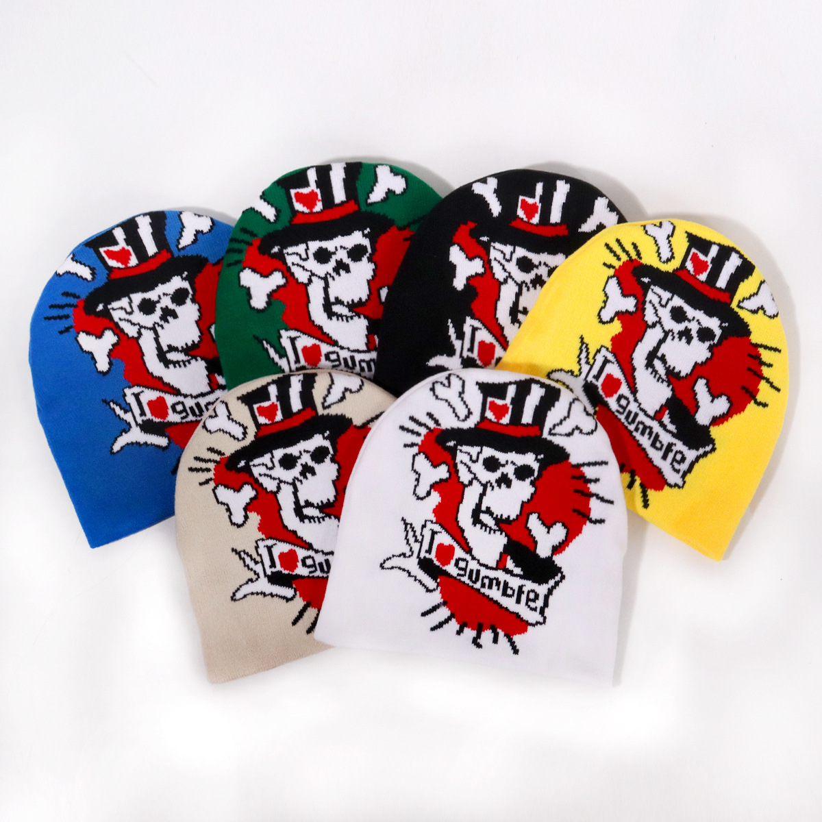 Chapeau de crâne de lettre d'Halloween, chapeau en tricot acrylique, chapeau chaud d'automne/hiver_voghion.com