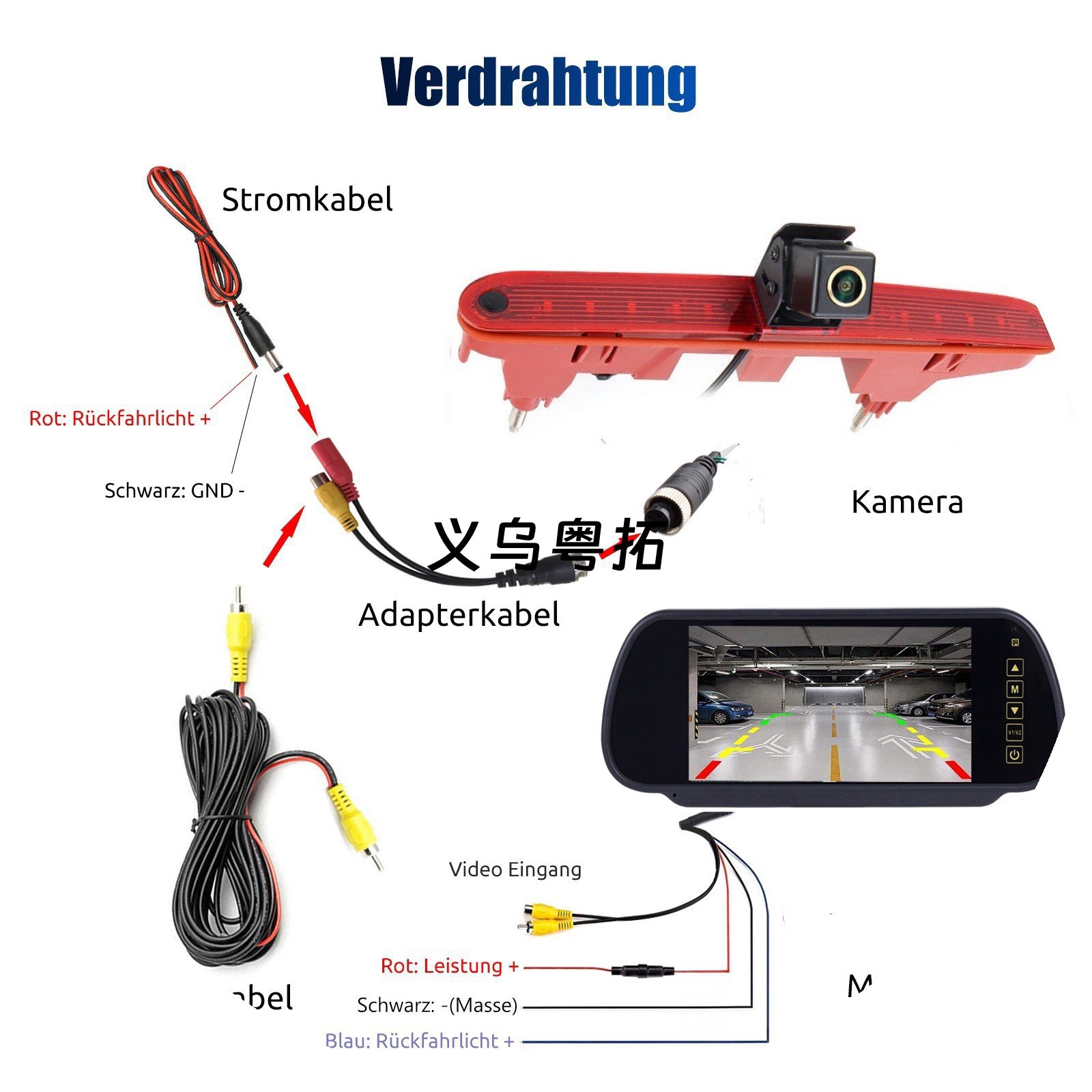 Suitable for Citroën Berlingo and Peugeot Partner 4.3inch rearview mirror display reversing camera