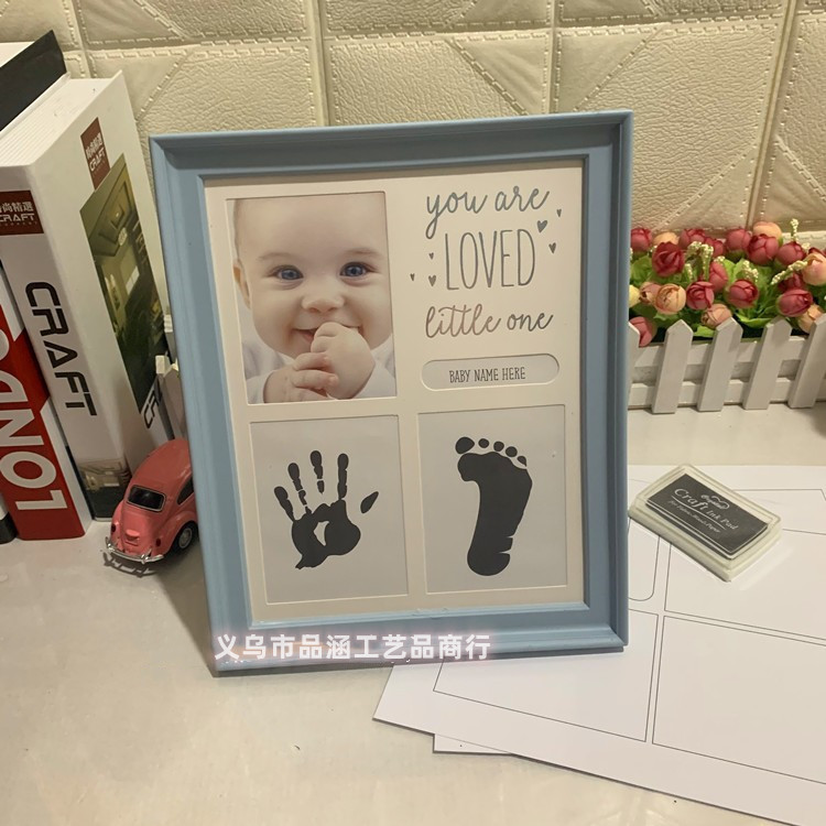 Newborn Hand and Footprint Baby Hand and Foot Ink Pad Baby Full Moon Hundred Days Souvenir Footprint One Year Old Gift Photo Frame