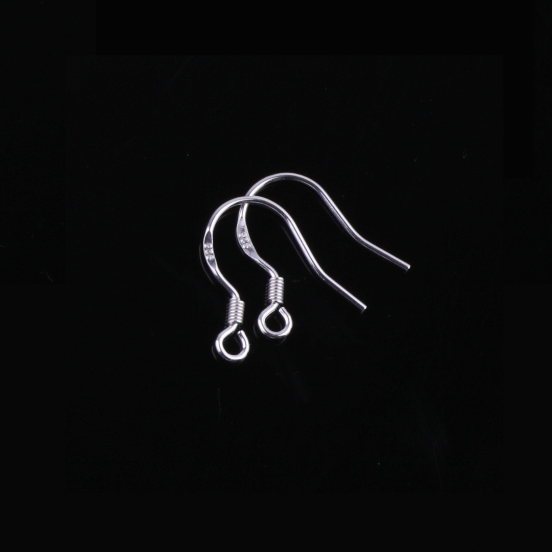 925 word diy earrings accessories white copper nickel-free plated thick real silver without beads big ear hook Korean earrings