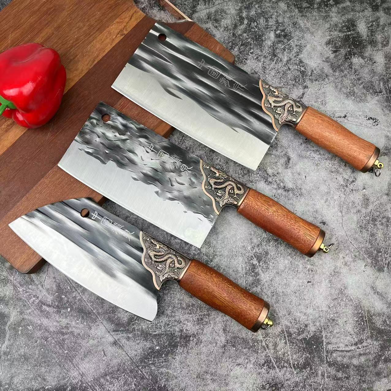 Chinese Longquan Hand-Forged Household Kitchen Knife Ultra-Fast Sharp Chopping Dual-Purpose Knife Chef's Bone-Cutting Meat-Cutting Kitchen Knife