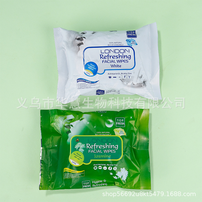 Desmaquillador Toallitas de belleza Desmaquillador desechable Toallitas de lavado de cara Fábrica de origen FCL Comercio exterior al por mayor 25 uncs