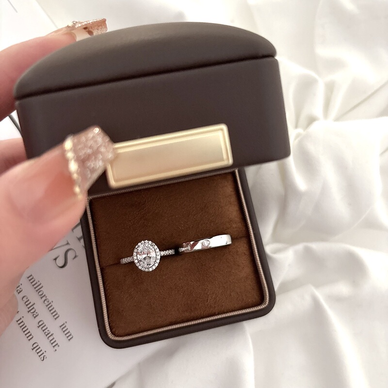 Wedding Simulated Diamond Ring, Couple's Moissanite Pair Ring, Classic Four-Prong and Six-Prong Adjustable Wedding Ceremony Prop