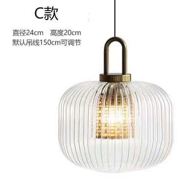 Moderno simple araña creativa comedor sala de estar bar dormitorio linterna de cristal rayado sola cabeza pequeña araña