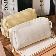 新品オリジナル革防水ペンケースins高颜値クリーム系文房具ケース女の子大容量铅笔ケース