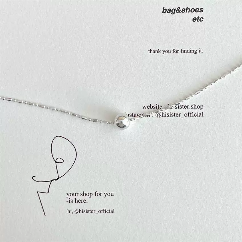 Ankle bracelet, silver round beads, chain, Korean style, silver 925 sample, simple and elegant design