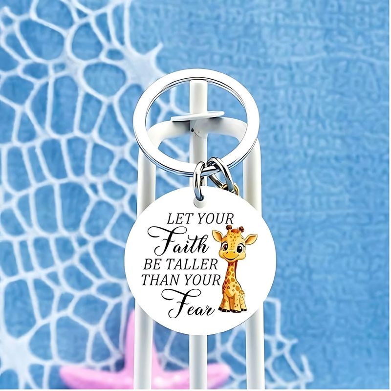 亚马逊不锈钢钥匙扣Faith长颈鹿爱好者送朋友圣诞节鼓励创意礼物|undefined