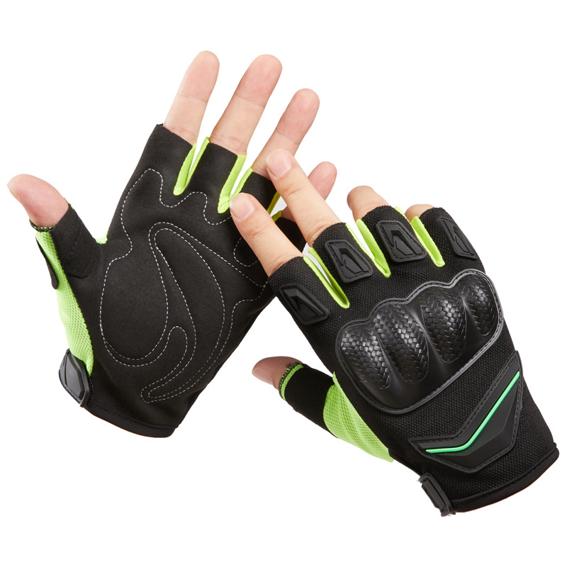 Woven Shell Racing Gloves, Summer Motorcycle And Off-road Protective, Anti-slip, Sports, All-season, Anti-fall, Half-finger, Men's Style_desvips.com