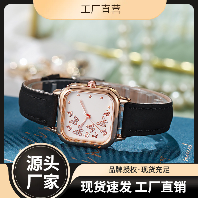 新款2024小巧梦幻公主风蝴蝶表盘活泼欧式高颜值学生女款手表批发