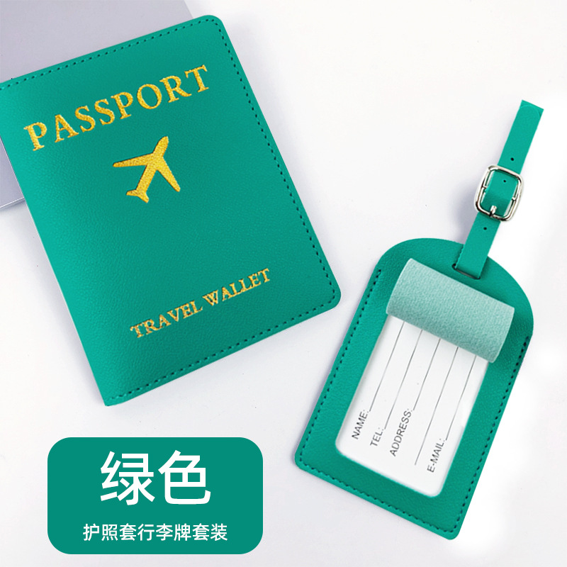 Transfronterizo imitación cuero bronceado aviones con firma de papel pu cuero pasaporte titular bolsa viaje pasaporte cubierta equipaje etiqueta traje
