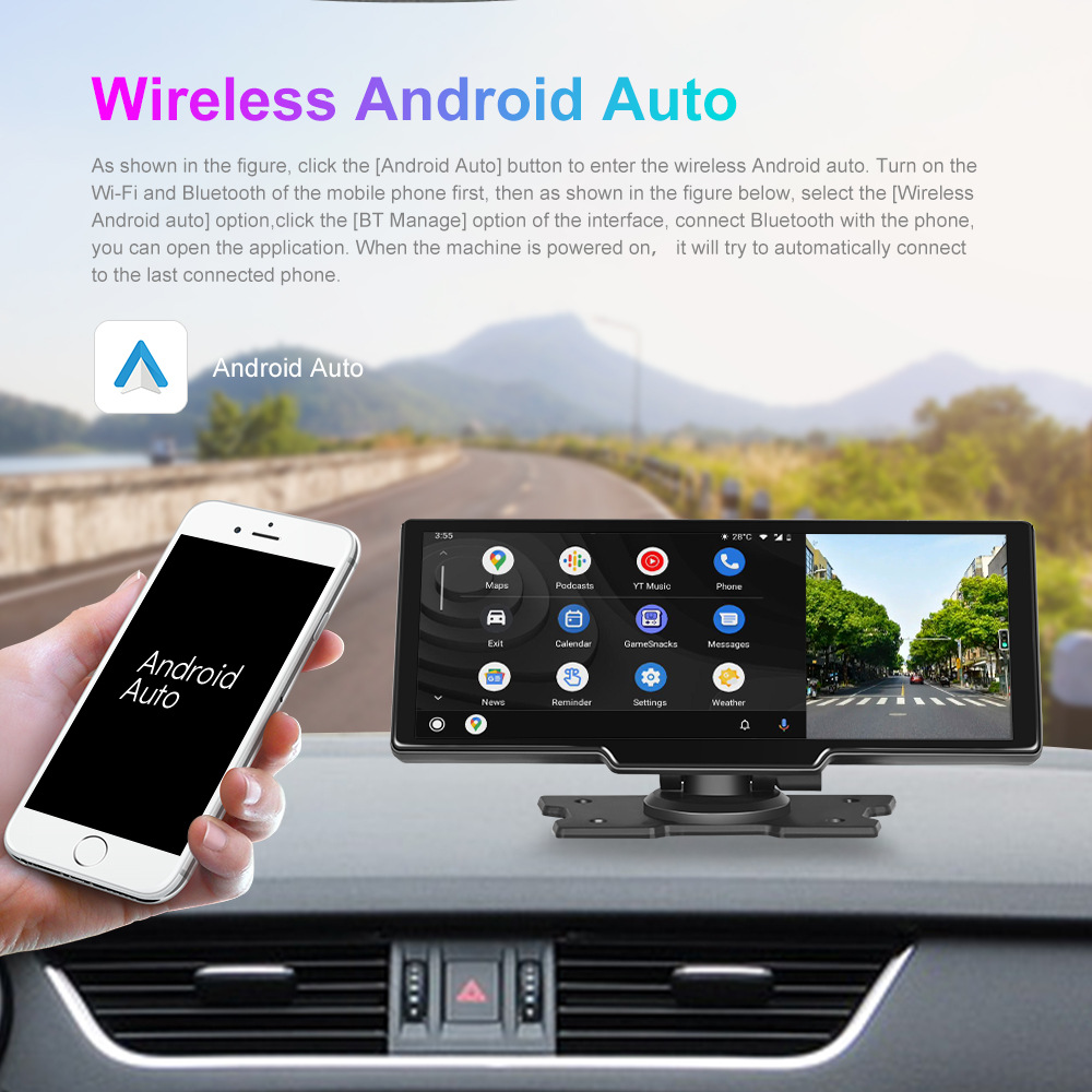 Cross-mirror e-commerce foreign trade 10.26 inch central control wireless Carplay Android Auto car smart screen Bluetooth car