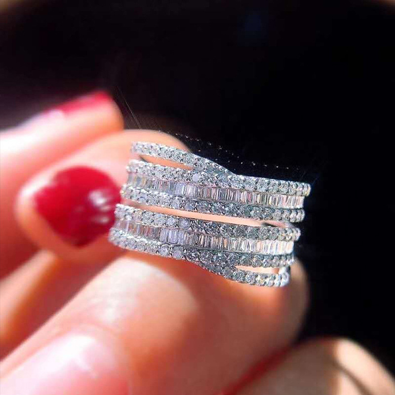 1 Piece Quantity Wedding, Party Occasion Copper Material Geometric Pattern Modern Style Geometric Copper Inlay Zircon Rings