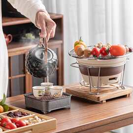 围炉煮茶炭炉烧烤炉架子取暖碳炉户外烤火盆家用室内陶土打边炉