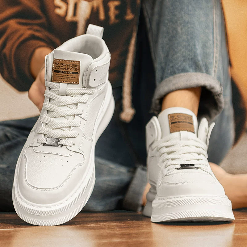 Мужская обувь для доски Мужская обувь 2025 Весенняя мужская обувь в британском стиле повседневная кожаная обувь на толстой подошве приливная обувь спортивная маленькая белая обувь