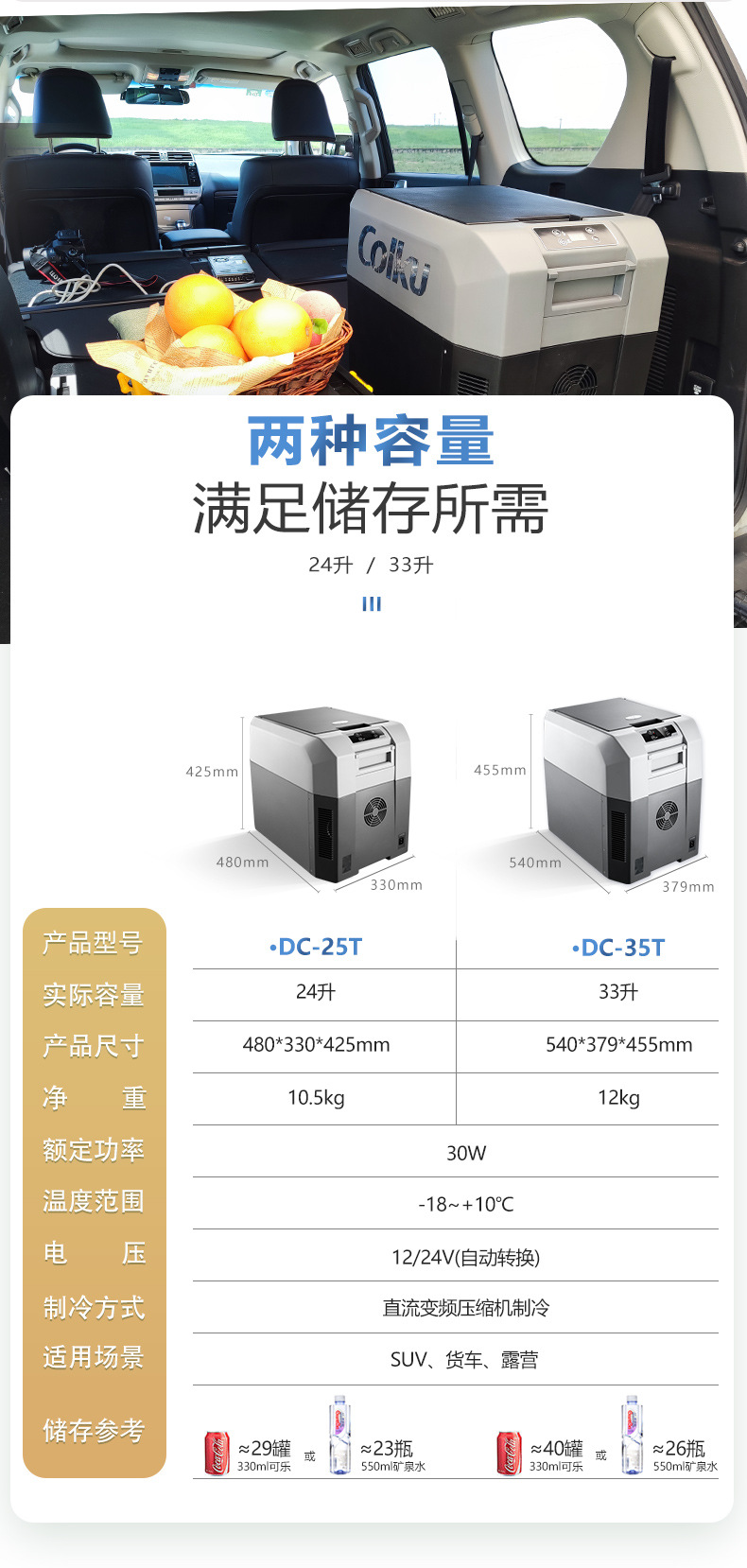 Gogu car refrigerator 25L outdoor large capacity car and home dual-use compressor refrigeration 12V24V car small refrigerator
